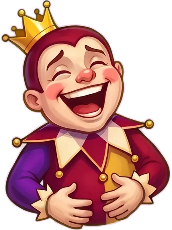 Punchline jester mascot laughing